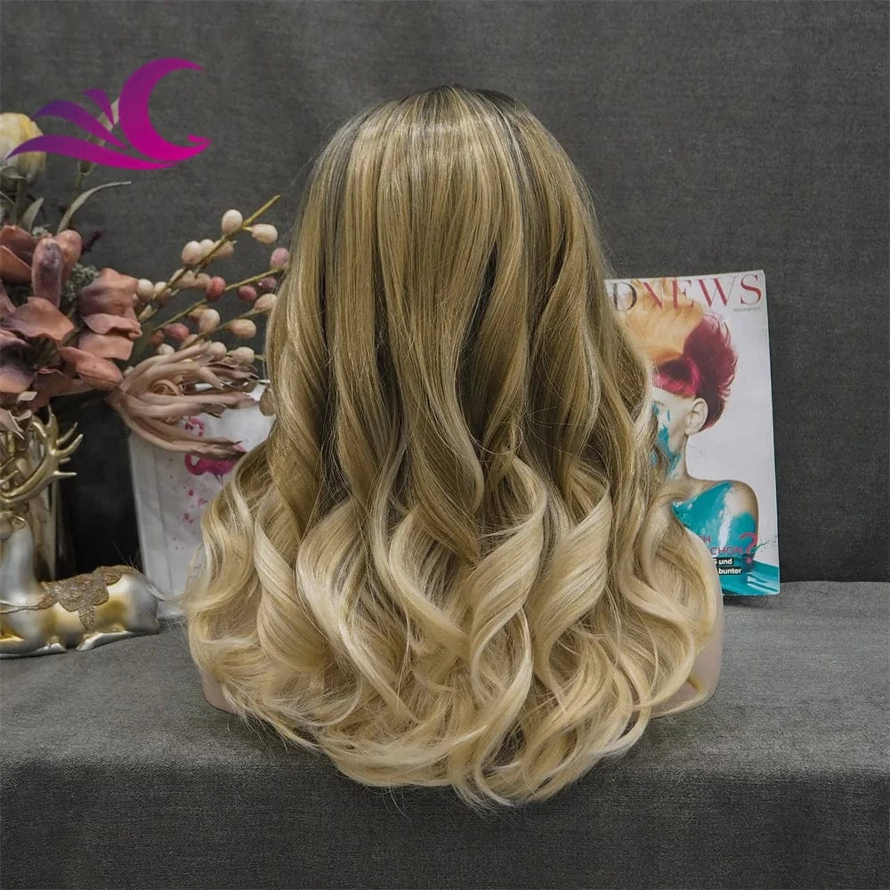 Celebrity burnette color pre-plucked natural hairline shoulder length high temperature futura fiber synthetic wig