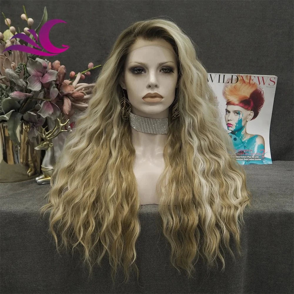Celebrity burnette color pre-plucked natural hairline shoulder length high temperature futura fiber synthetic wig