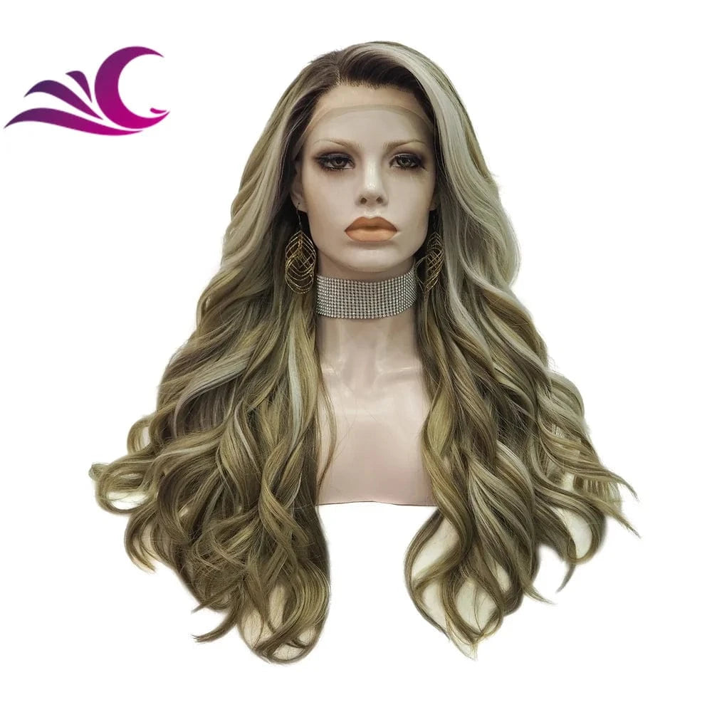 Celebrity burnette color pre-plucked natural hairline shoulder length high temperature futura fiber synthetic wig