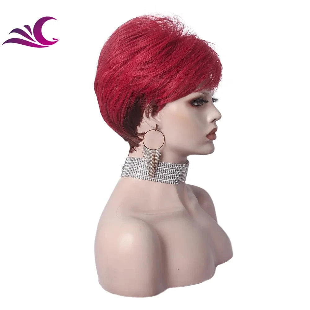 Celebrity Cosplay Red Synthetic Wig Wholesale Short Pixie Cut Fiber Synthetic Wigs Supplier