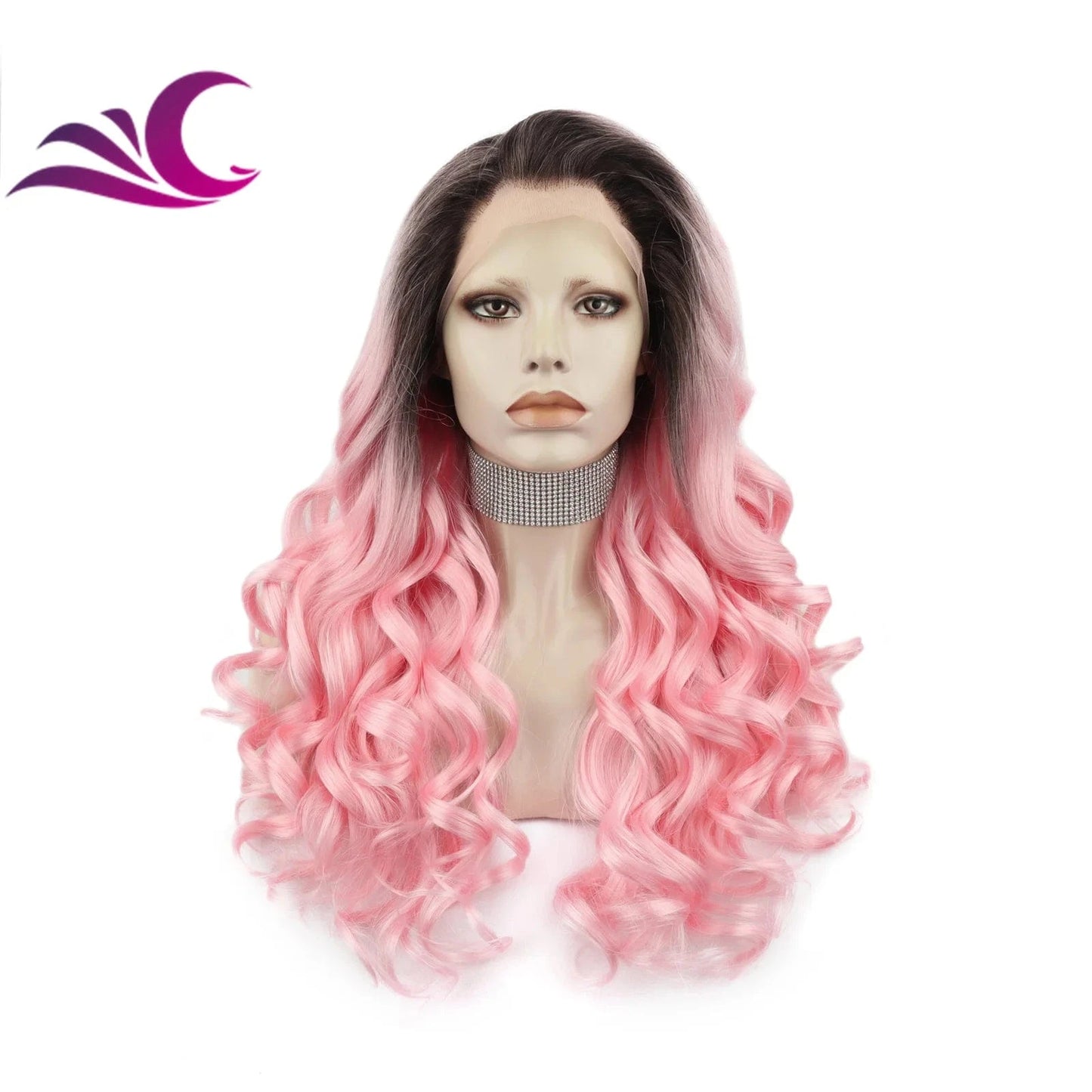 Celebrity dark root ombre blue colorful wig heat resistant fiber synthetic lace front wig suit for cosplay drag queen