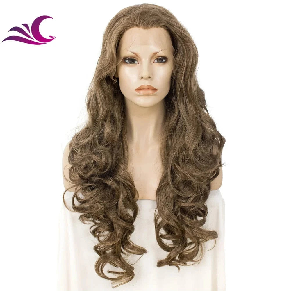 Celebrity fire red color long curl pre-plucked natural hairline heat friendly synthetic hair lace front wig
