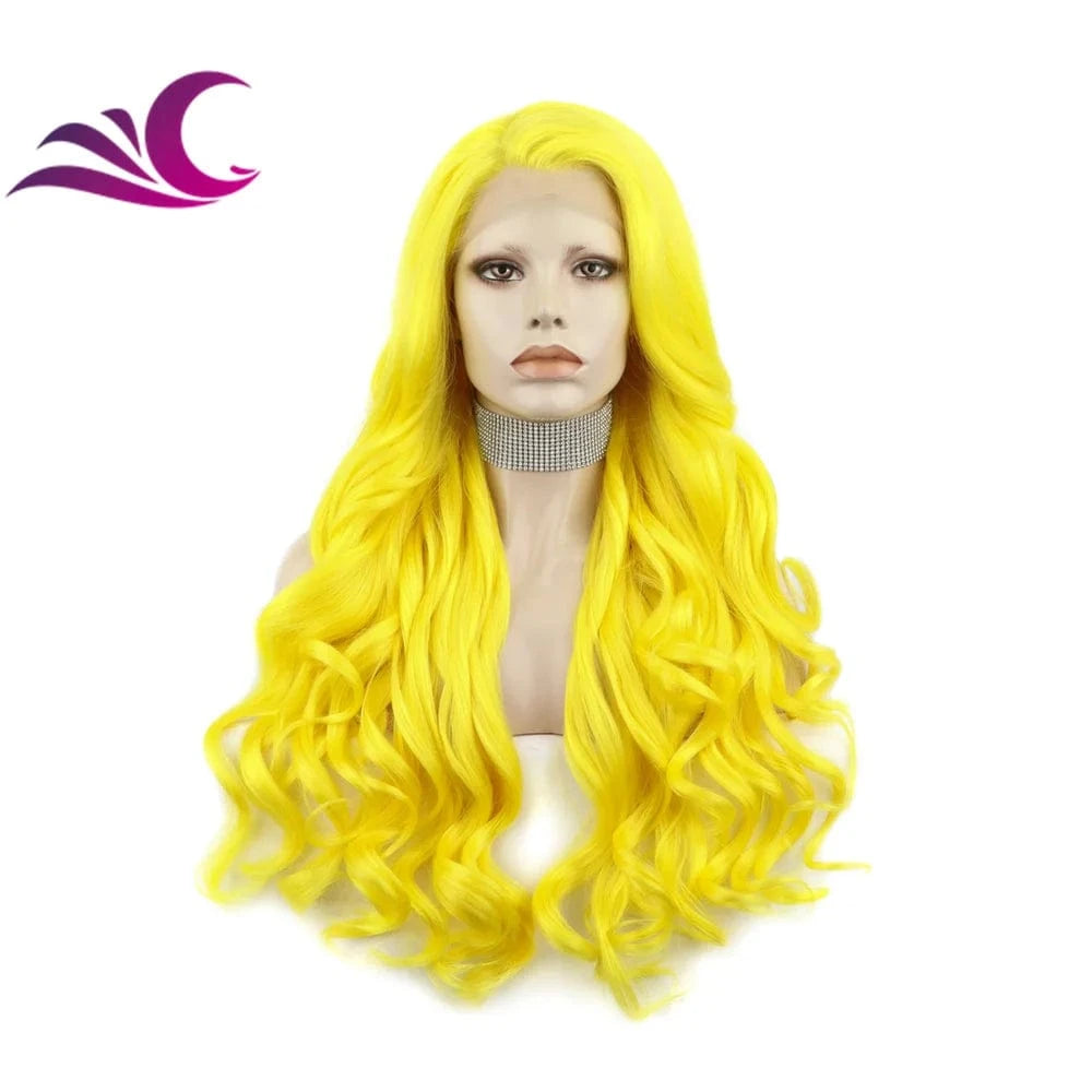 Celebrity fire red color long curl pre-plucked natural hairline heat friendly synthetic hair lace front wig