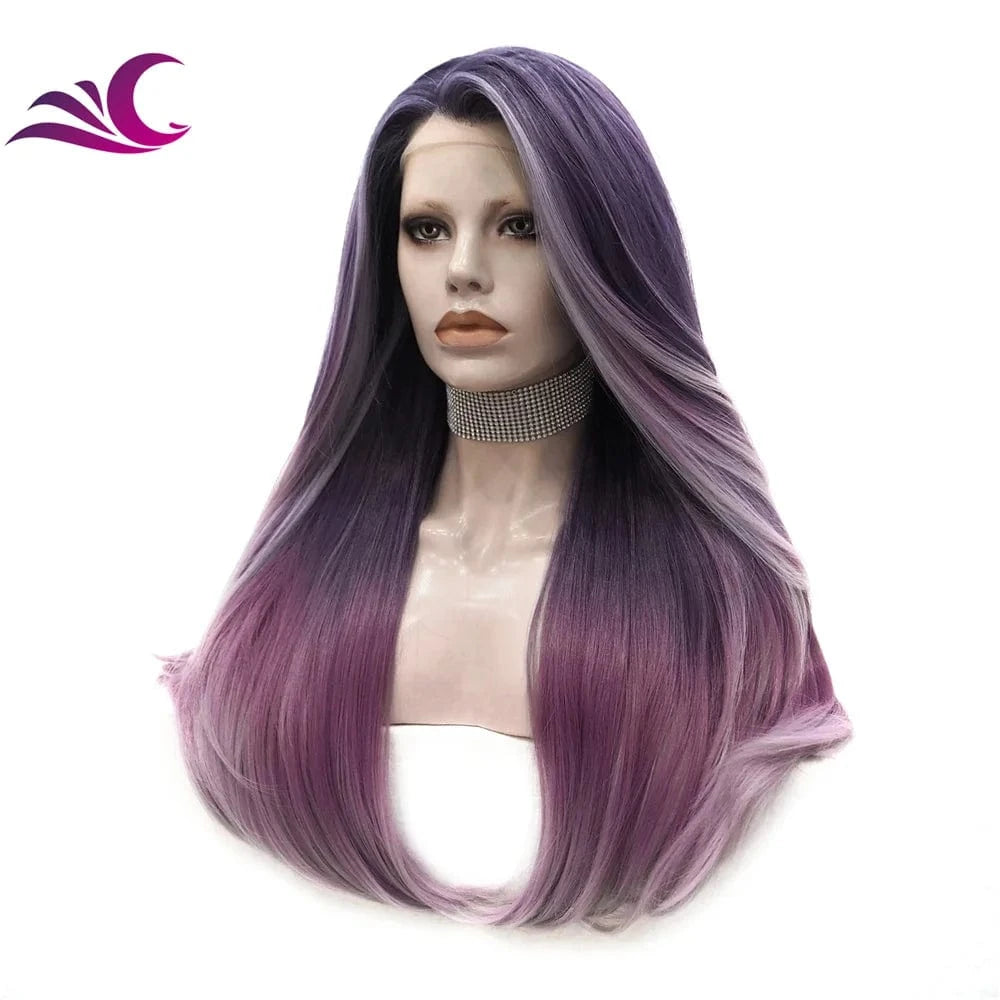 Celebrity high density 180%-200 pre-plucked natural hairline highlight purple colored wig