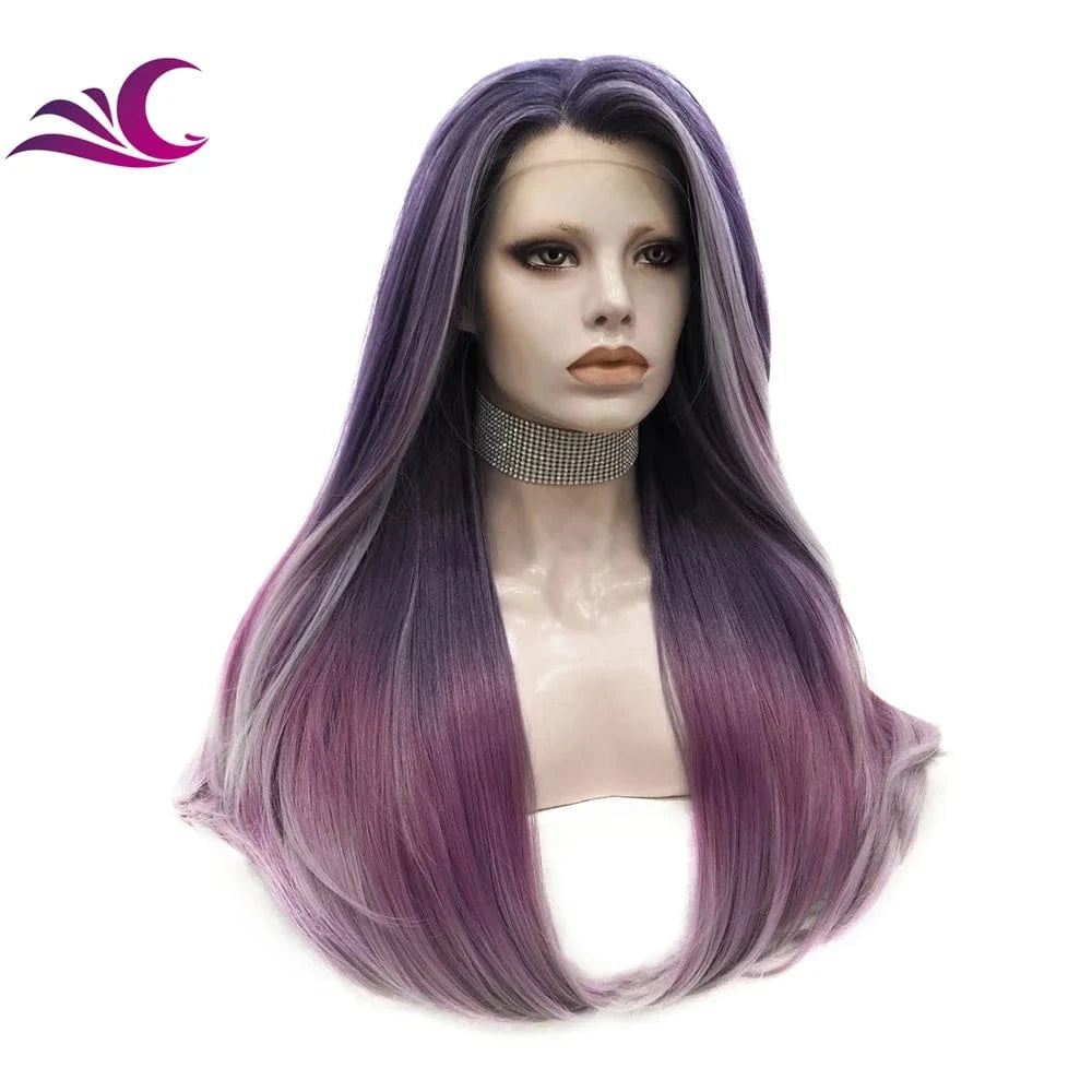 Celebrity high density 180%-200 pre-plucked natural hairline highlight purple colored wig