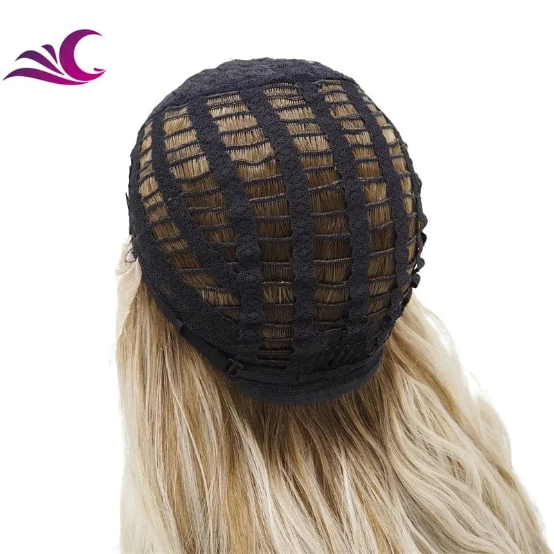 Celebrity highlight honey blonde mix colorful wig heat resistant middle part futura fiber synthetic wig