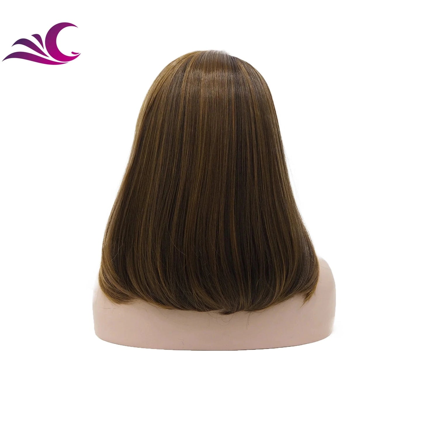 Celebrity highlight honey blonde ombre brown colored lace front wig premium heat resistant short bob synthetic hair wig