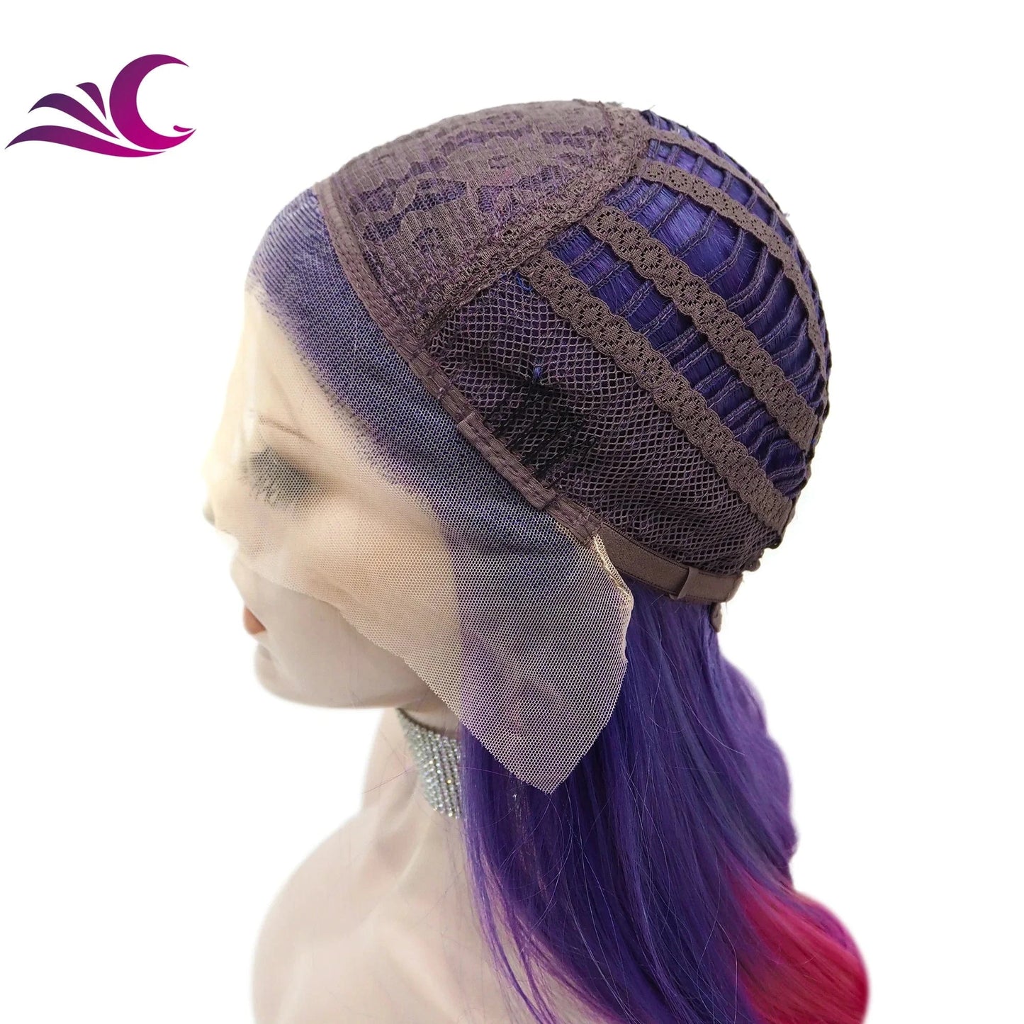 Celebrity layer ombre purple pink highlight colored wig heat resistant futura premium fiber hair lace front wig