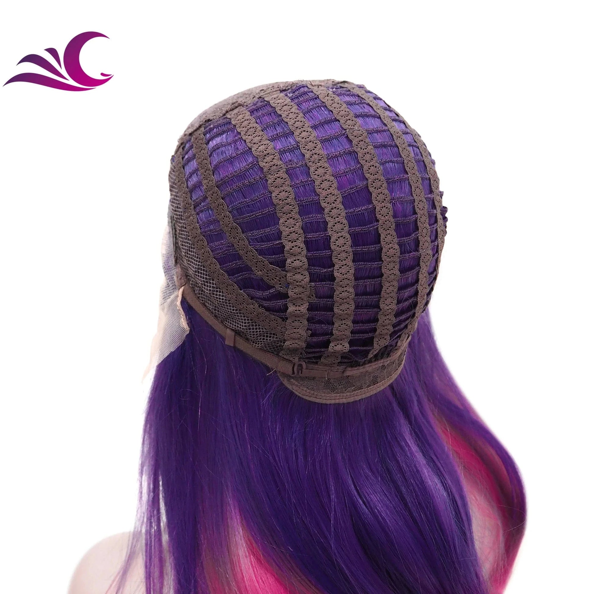 Celebrity layer ombre purple pink highlight colored wig heat resistant futura premium fiber hair lace front wig