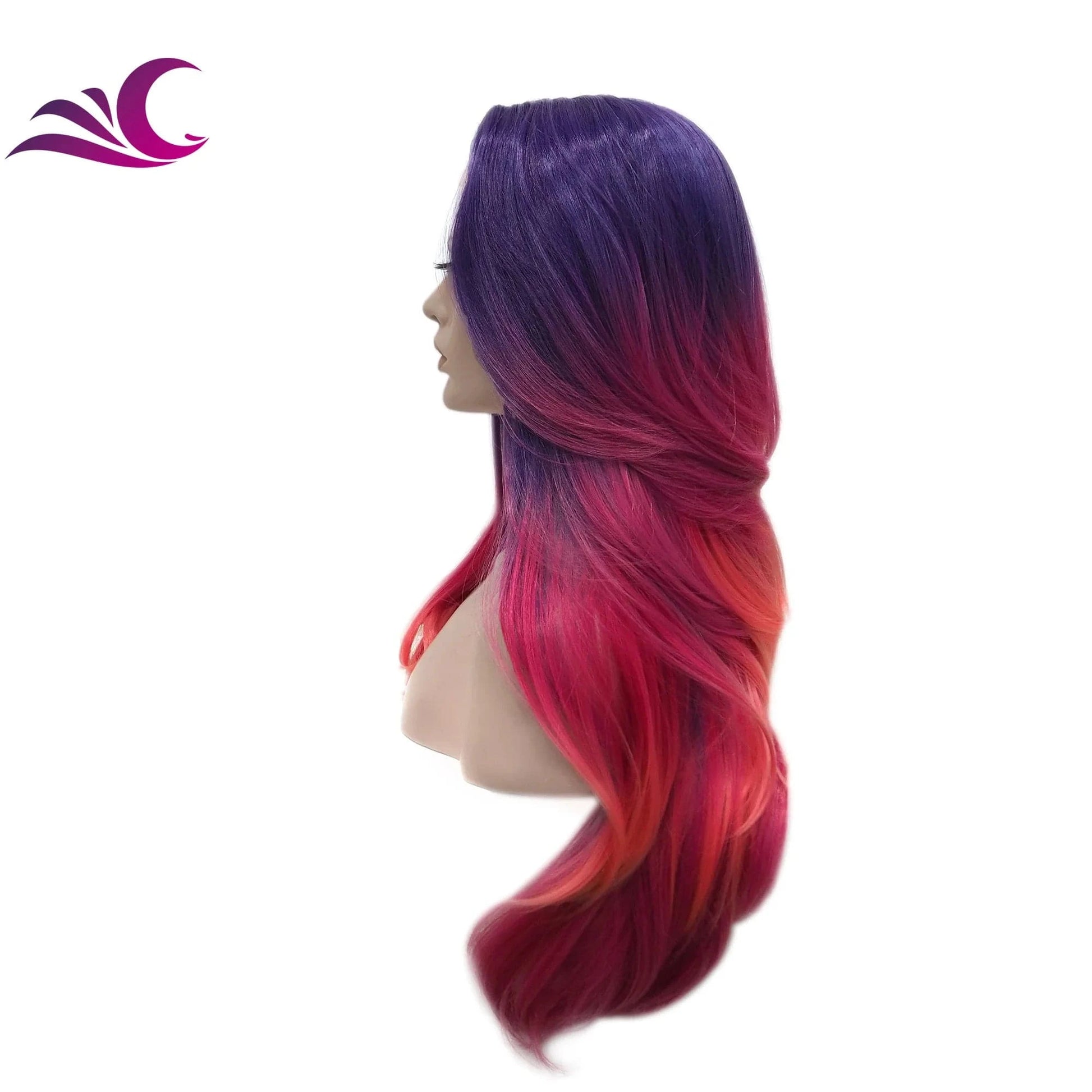 Celebrity layer ombre purple pink highlight colored wig heat resistant futura premium fiber hair lace front wig