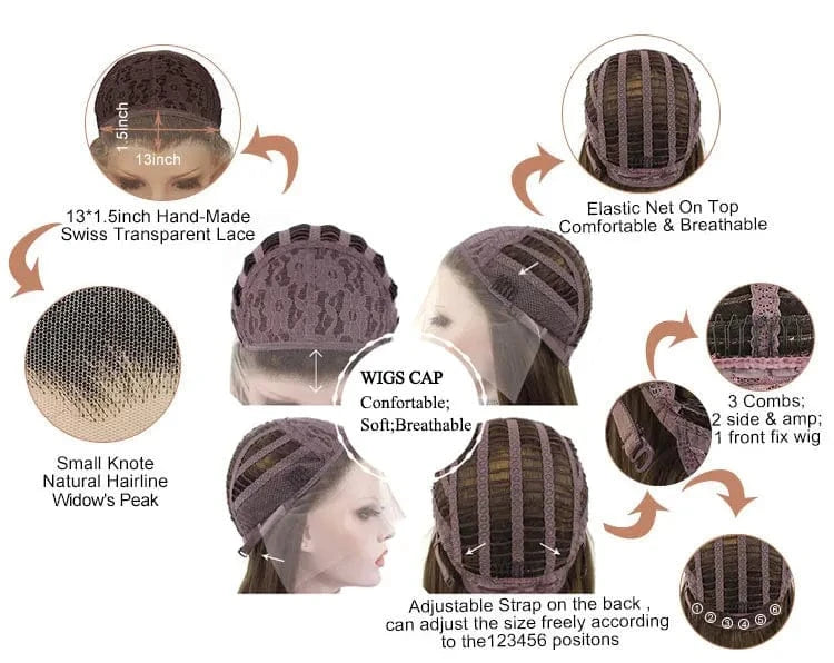 Celebrity layer wig blue pink highlight in both side brown synthetic wig futura fiber replacement Human Hair Wig