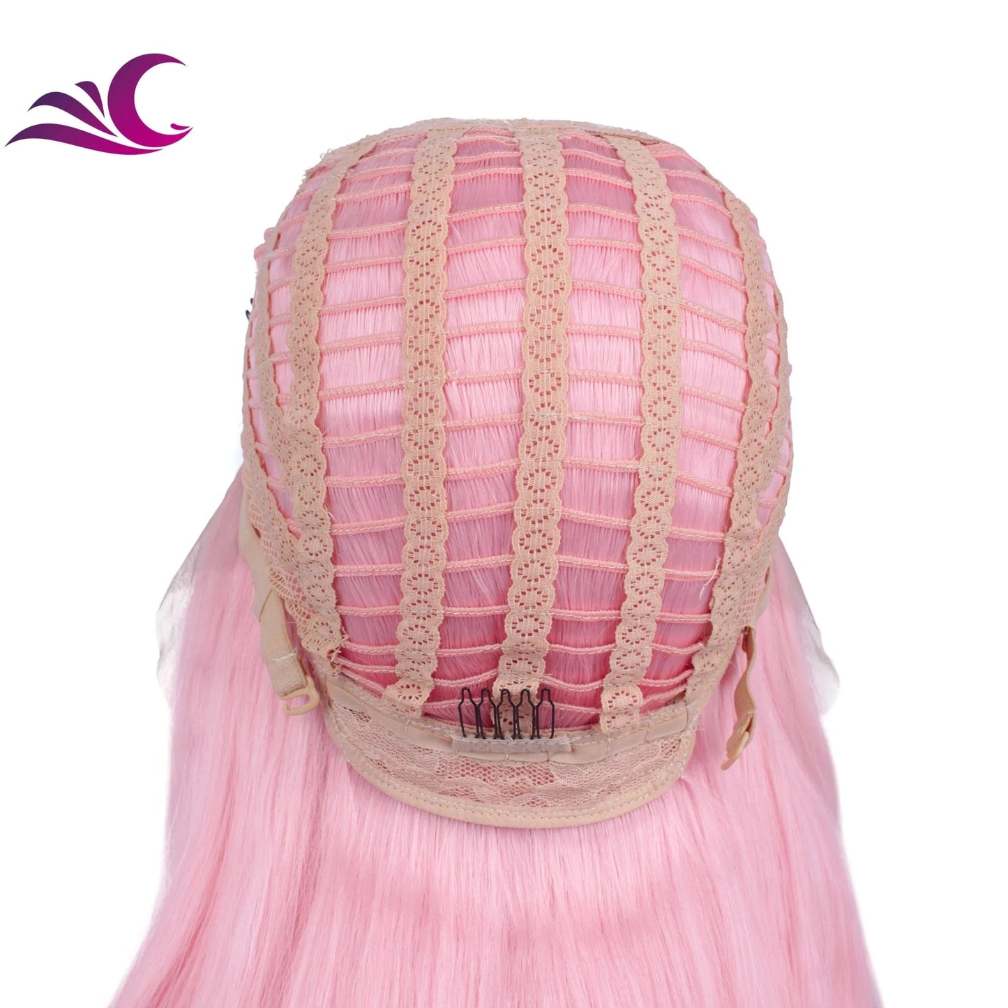 Celebrity light pink color 13*2 lace front wig pre-plucked natural hairline futura synthetic wig for black women