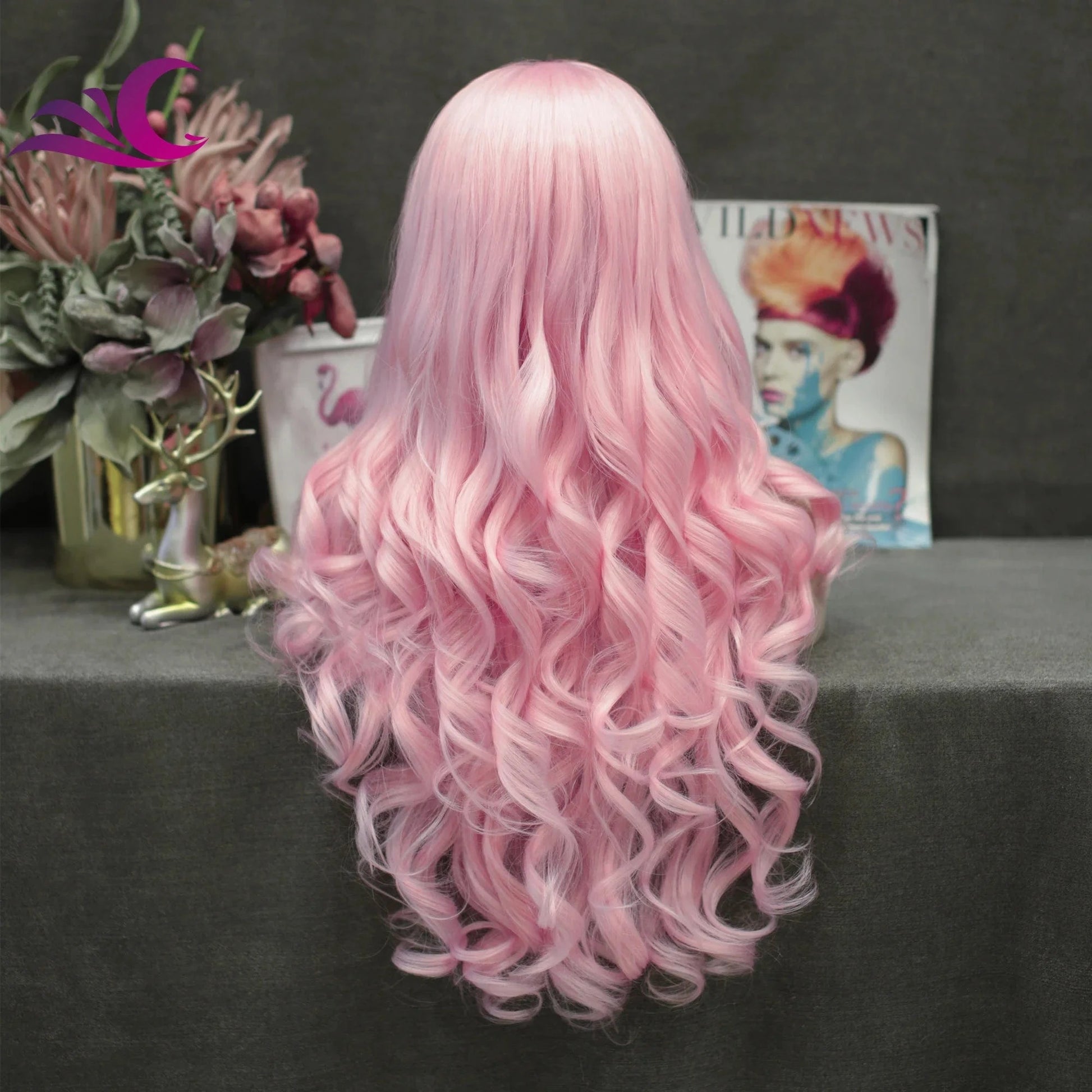 Celebrity light pink color 13*2 lace front wig pre-plucked natural hairline futura synthetic wig for black women