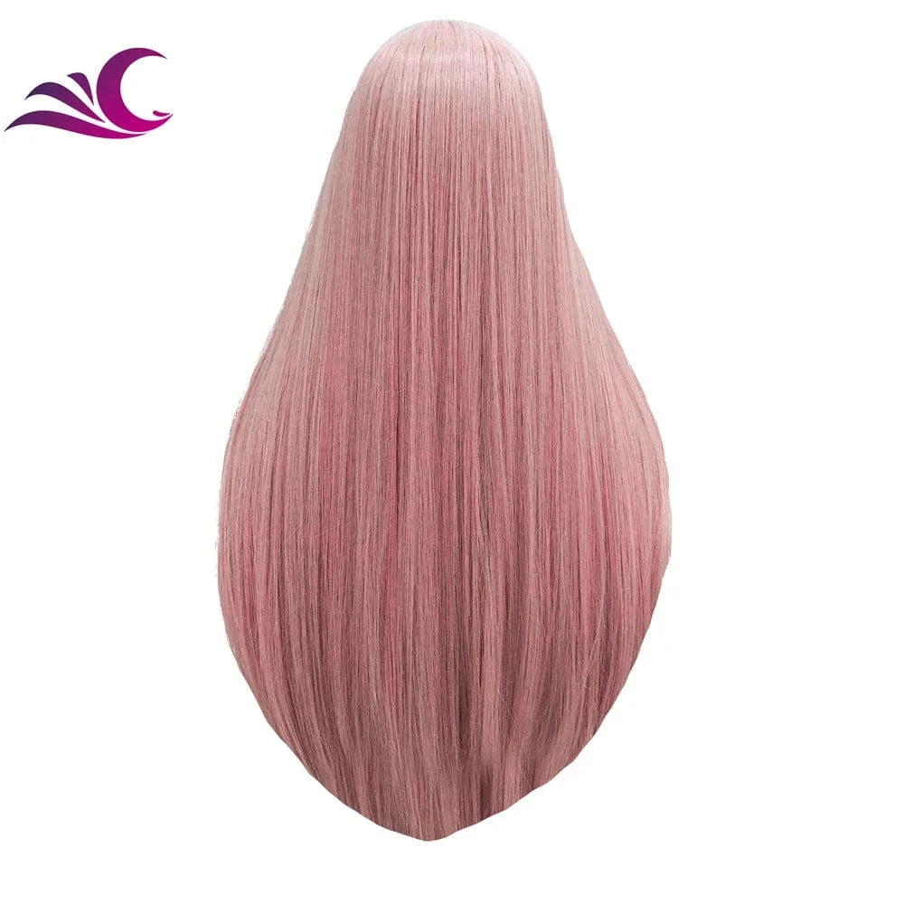 Celebrity pink color wig pre-plucked natural hairline heat resistant premium fiber synthetic lace front wig