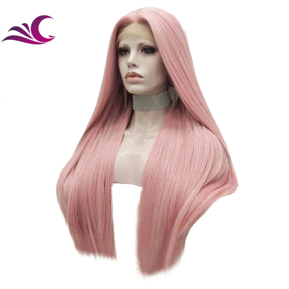 Celebrity pink color wig pre-plucked natural hairline heat resistant premium fiber synthetic lace front wig