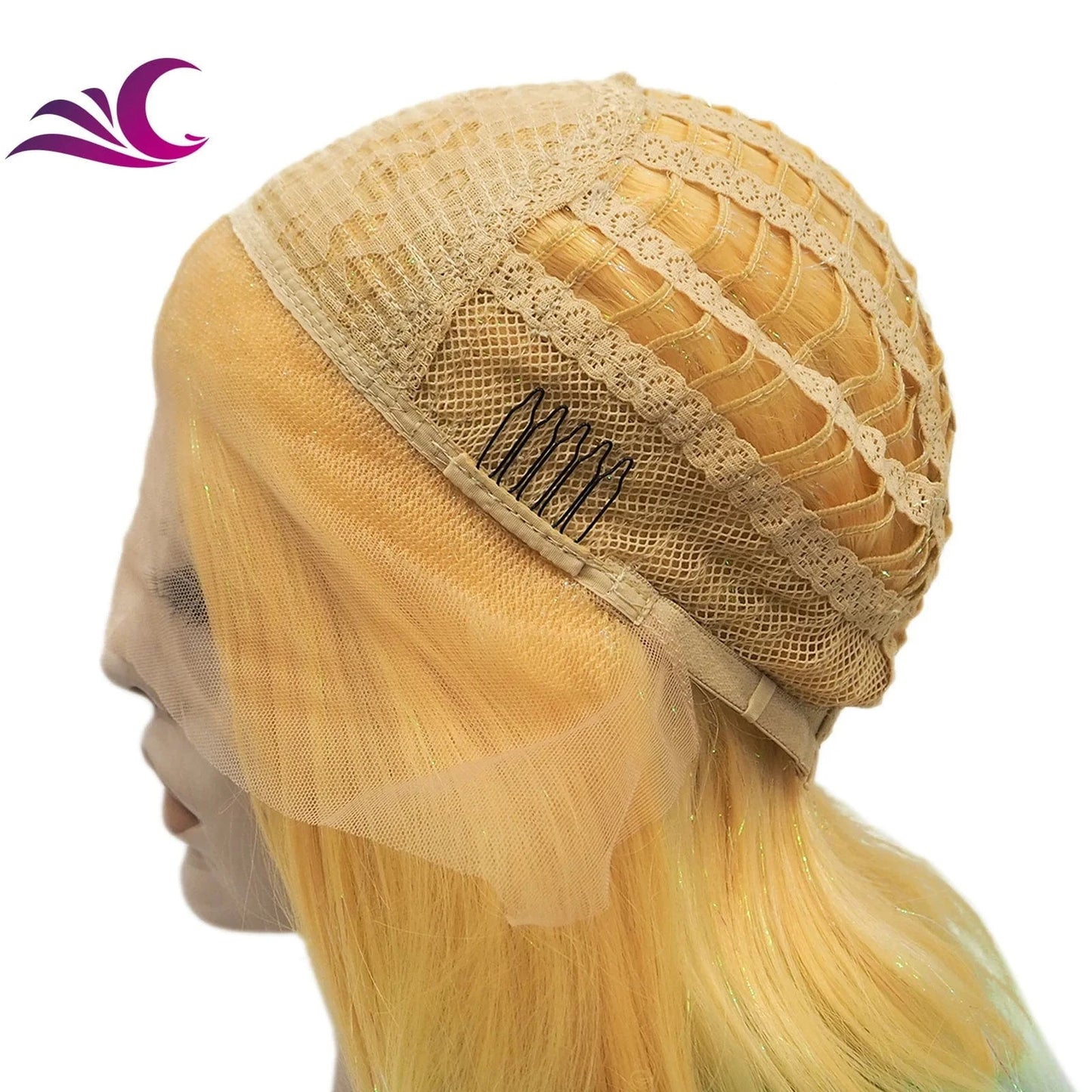 Celebrity shoulder length glitter tinsel hair wig ombre blonde green colorful synthetic hair wig for drag cosplay party