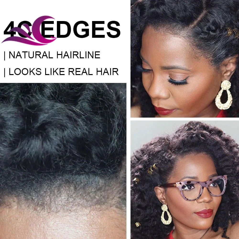 Celebrity Wholesale Brazilian 4C Texture Hairline Wigs Virgin Human Hair With13x6 Lace Frontal Kinky Straight Wig 4C Natural Edg