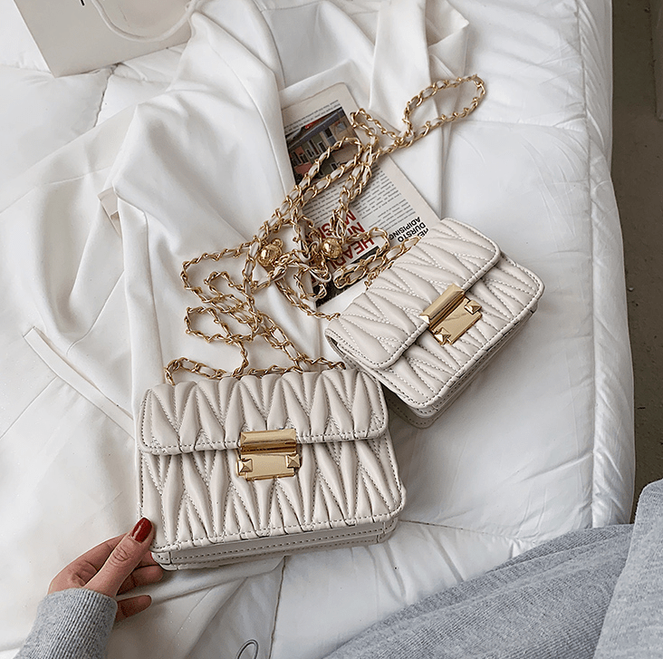 Chain Handbags Women Bags Summer Latest Quilted Metal Ladies PU Shoulder Bag  Ins & Fashion Daily Used