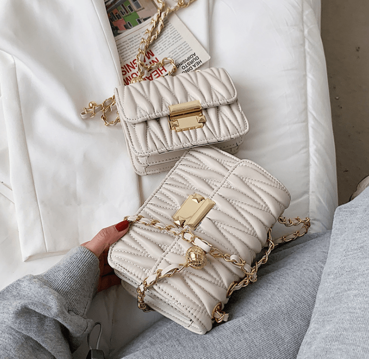 Chain Handbags Women Bags Summer Latest Quilted Metal Ladies PU Shoulder Bag  Ins & Fashion Daily Used