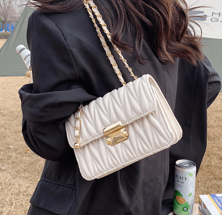 Chain Handbags Women Bags Summer Latest Quilted Metal Ladies PU Shoulder Bag  Ins & Fashion Daily Used
