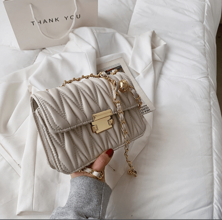 Chain Handbags Women Bags Summer Latest Quilted Metal Ladies PU Shoulder Bag  Ins & Fashion Daily Used