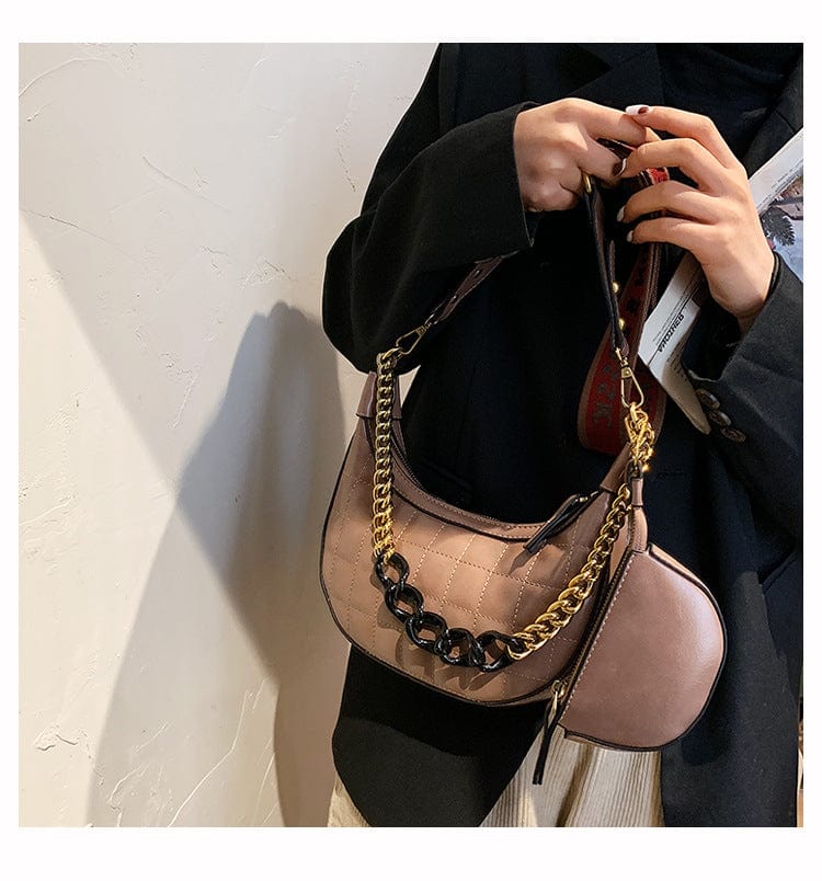 Chain Underarm Bag Women's  Autumn And Winter New Trendy Texture All-Match Messenger Bag Style Single Shoulder Crescent Bag