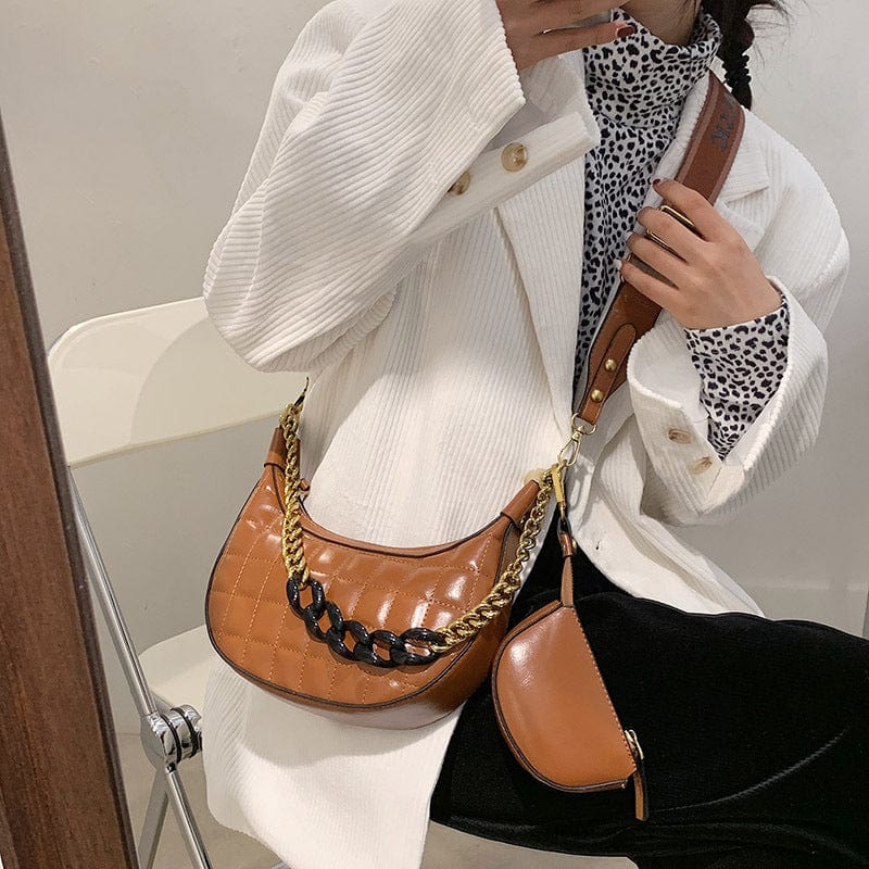 Chain Underarm Bag Women's  Autumn And Winter New Trendy Texture All-Match Messenger Bag Style Single Shoulder Crescent Bag