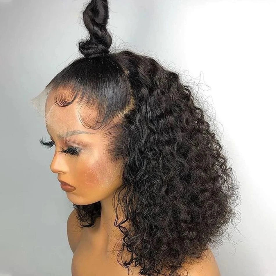 Cheap Afro Kinky Curly Short Bob Wig Human Hair Lace Front HD Full Lace Frontal Wig Free Sample Peruvian Bob Wig For Black Women