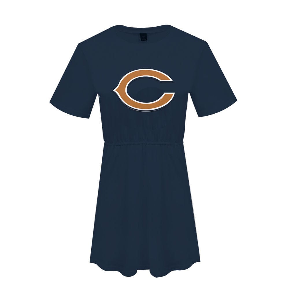 cheap casual women dress custom nfl print polyester plus size dress comfortable loose t shirt ladies leisure dresses