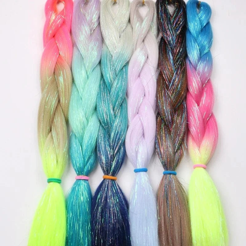 cheap colorful heat resistant hair tinsel extension glitter sparkle shiny tinsel women girls hair extensions