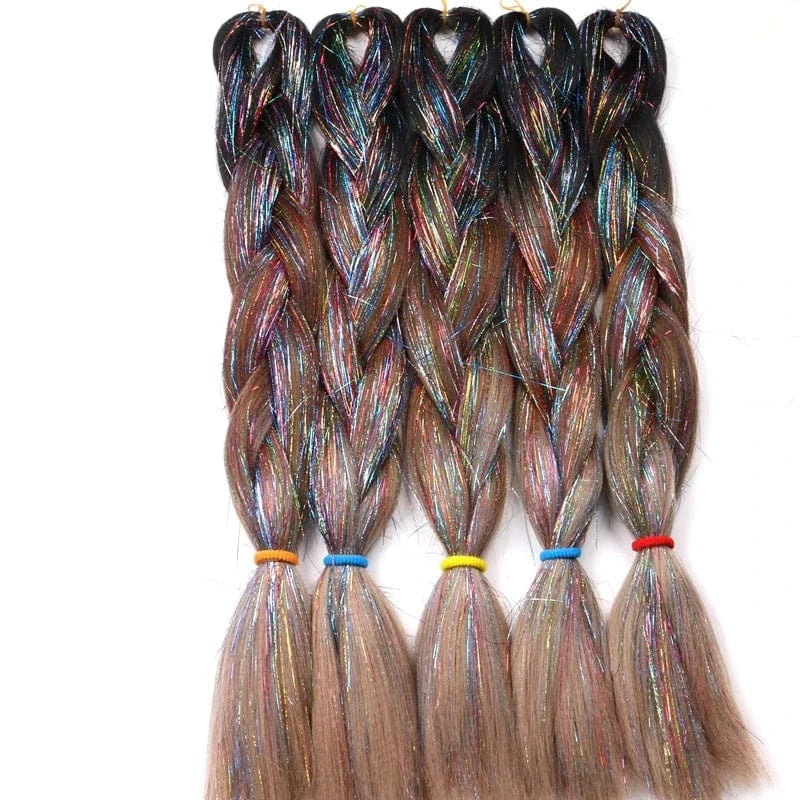 cheap colorful heat resistant hair tinsel extension glitter sparkle shiny tinsel women girls hair extensions