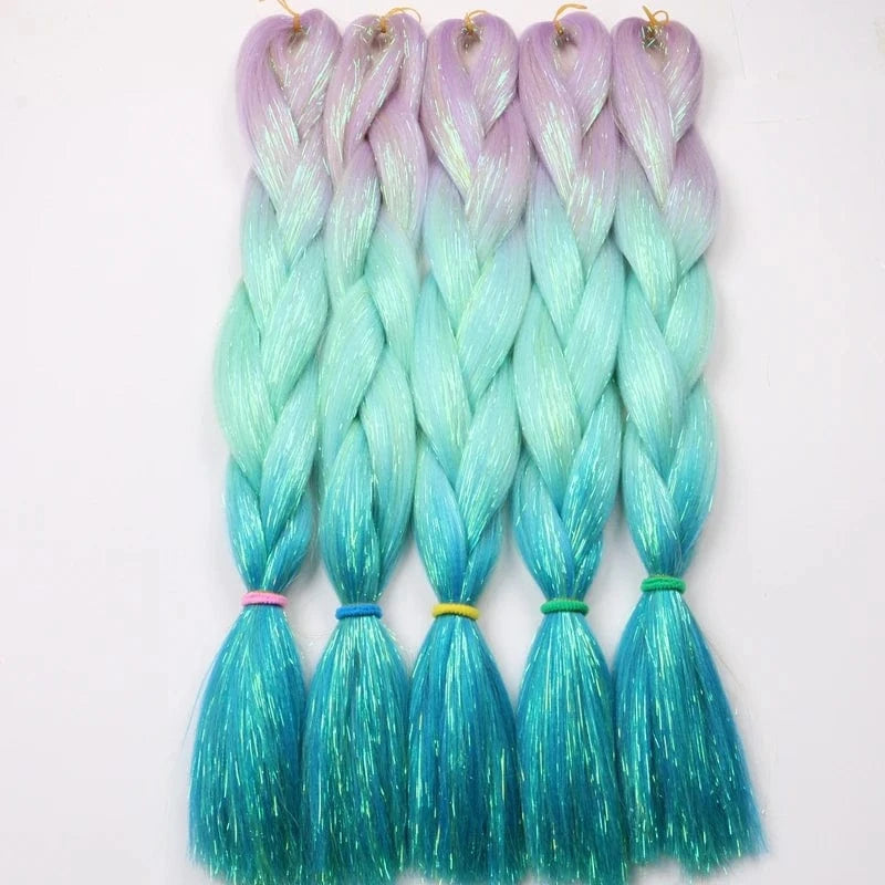 cheap colorful heat resistant hair tinsel extension glitter sparkle shiny tinsel women girls hair extensions
