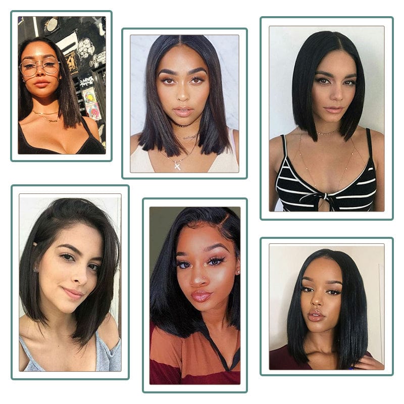 Cheap Price 8 Inch Short Straight Bob Wig Vendor Wholesale Mink Peruvian Human Hair Swiss Lace Front Closure Wig For Black Women