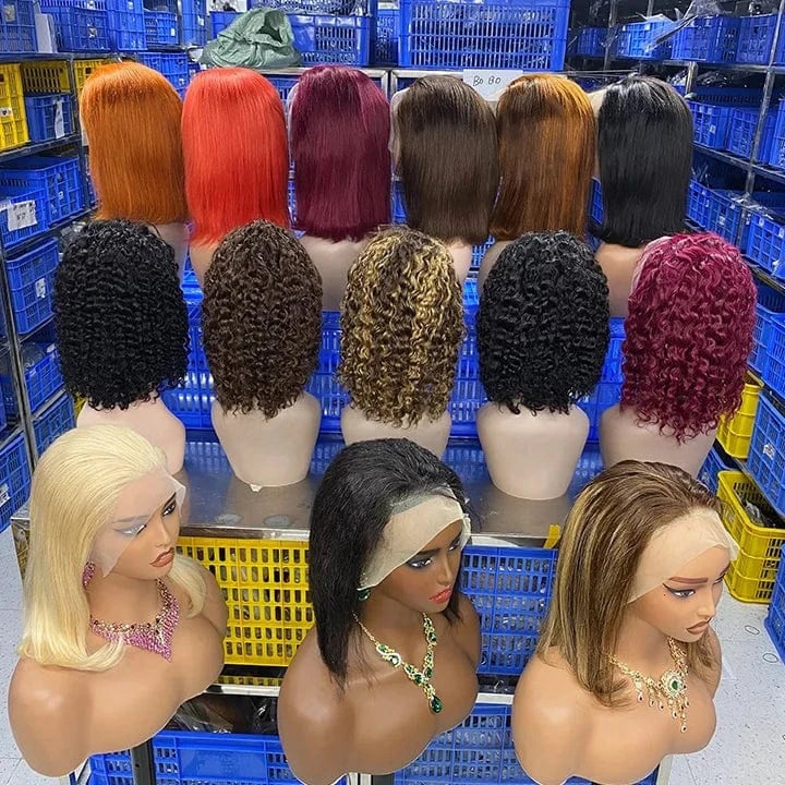 Cheap Price Hot Sale Bone Straight Bob Wigs Brazilian Human Hair Frontal Wigs Double Drawn Transparent HD Full Lace Front Wig