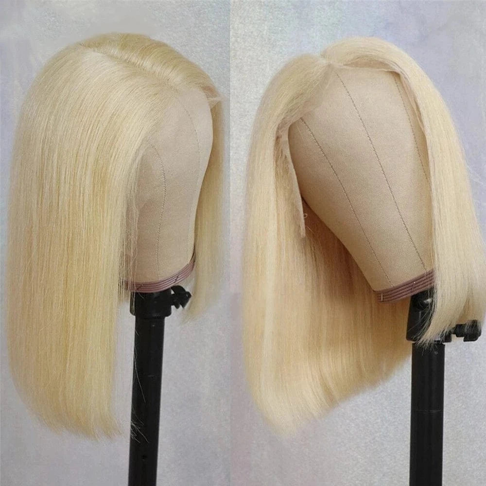 Cheap price human hair short 613 bob wigs human hair lace front blonde wig dyed green blue red pink gray orange purple color wig