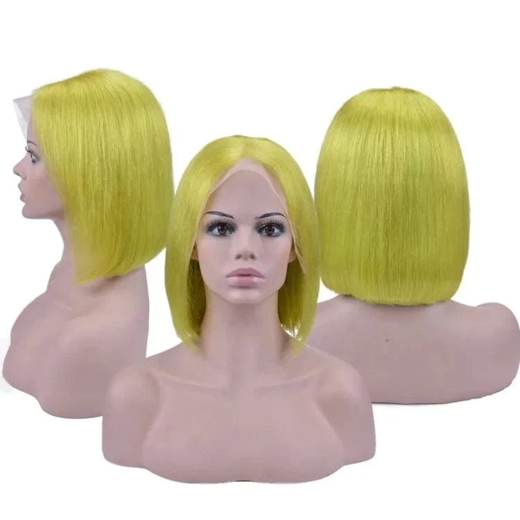 Cheap price human hair short 613 bob wigs human hair lace front blonde wig dyed green blue red pink gray orange purple color wig