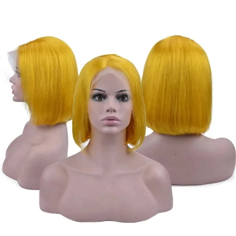 Cheap price human hair short 613 bob wigs human hair lace front blonde wig dyed green blue red pink gray orange purple color wig