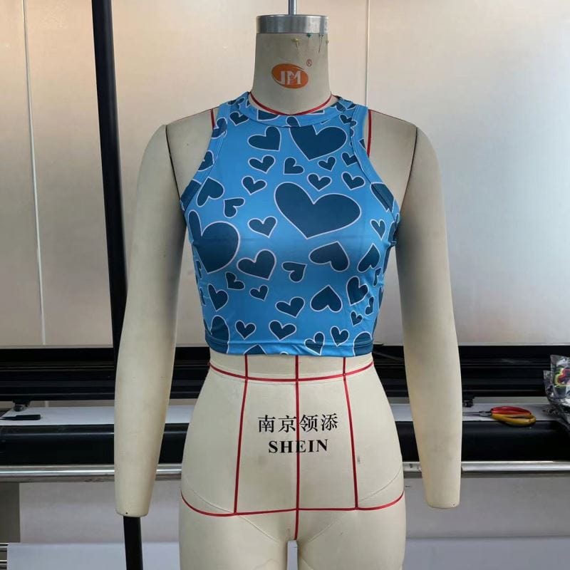 Cheap Summer Girls Y2K Cute Crew Neck Womens Workout Crop Tank Tops Sexy Graphic Print Sleeveless Tank Top Women Vest