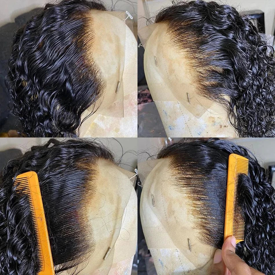 Cheap Water Wave Wigs Human Hair Lace Front Kinky Curly Full Lace Human Hair Wigs For Black Women 360 HD Lace Frontal Wig Vendor