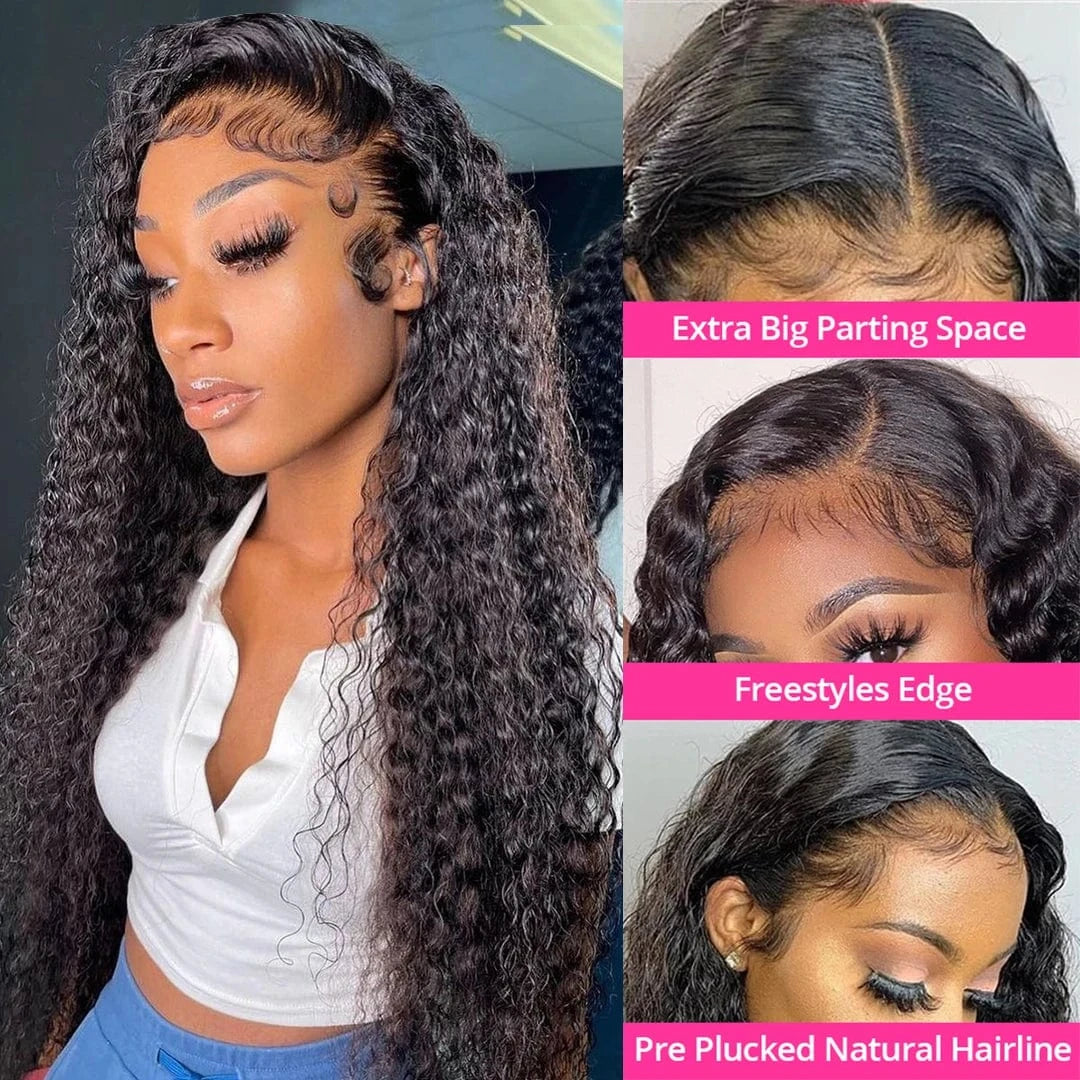 Cheap Water Wave Wigs Human Hair Lace Front Kinky Curly Full Lace Human Hair Wigs For Black Women 360 HD Lace Frontal Wig Vendor