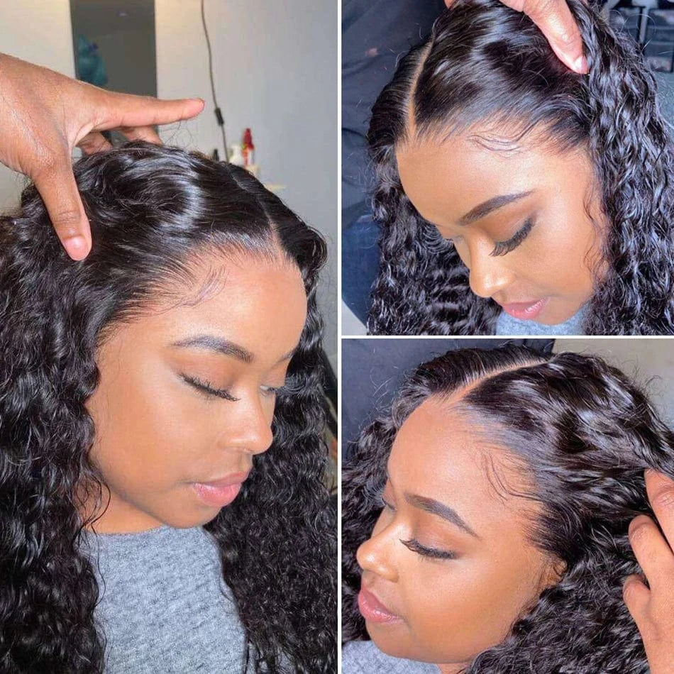 Cheap Water Wave Wigs Human Hair Lace Front Kinky Curly Full Lace Human Hair Wigs For Black Women 360 HD Lace Frontal Wig Vendor
