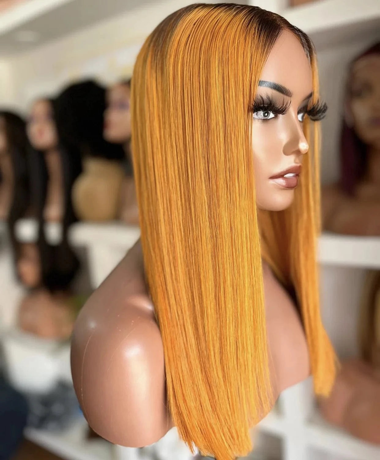 Cheap Wig Ombre Yellow Color Bone Straight Short Cut Bob Raw Vietnamese Human Hair 13x4 Lace Front Wigs