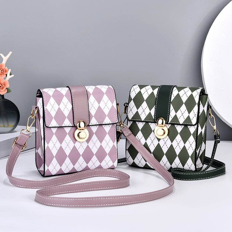 Checkerboard Vertical Small Phone Bag Ladies One Shoulder Crossbody Coin Purse Wholesale leather woman handbags