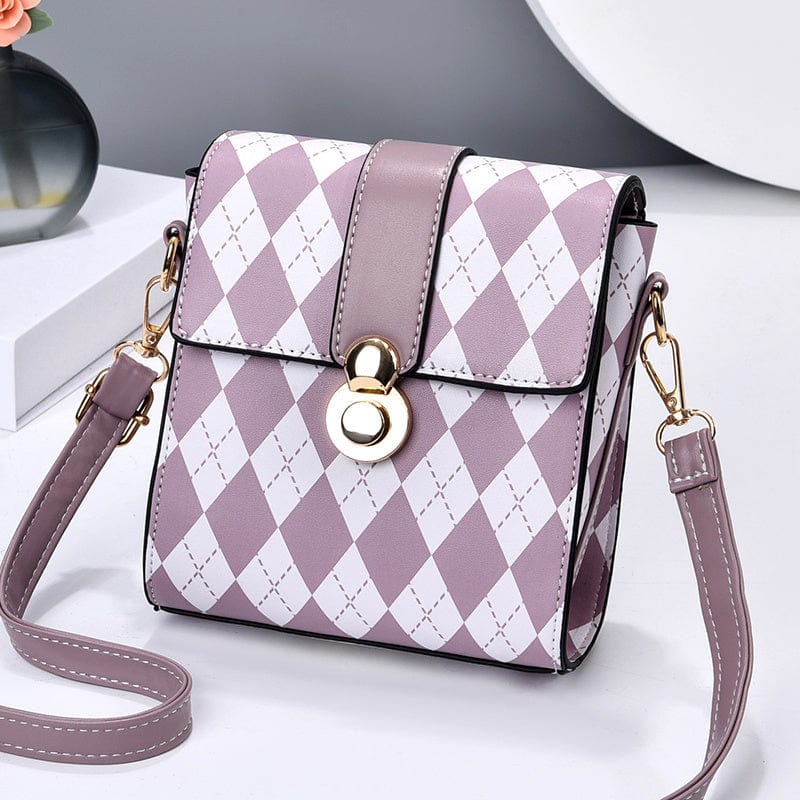 Checkerboard Vertical Small Phone Bag Ladies One Shoulder Crossbody Coin Purse Wholesale leather woman handbags