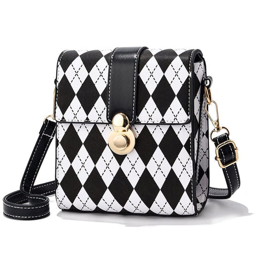 Checkerboard Vertical Small Phone Bag Ladies One Shoulder Crossbody Coin Purse Wholesale leather woman handbags
