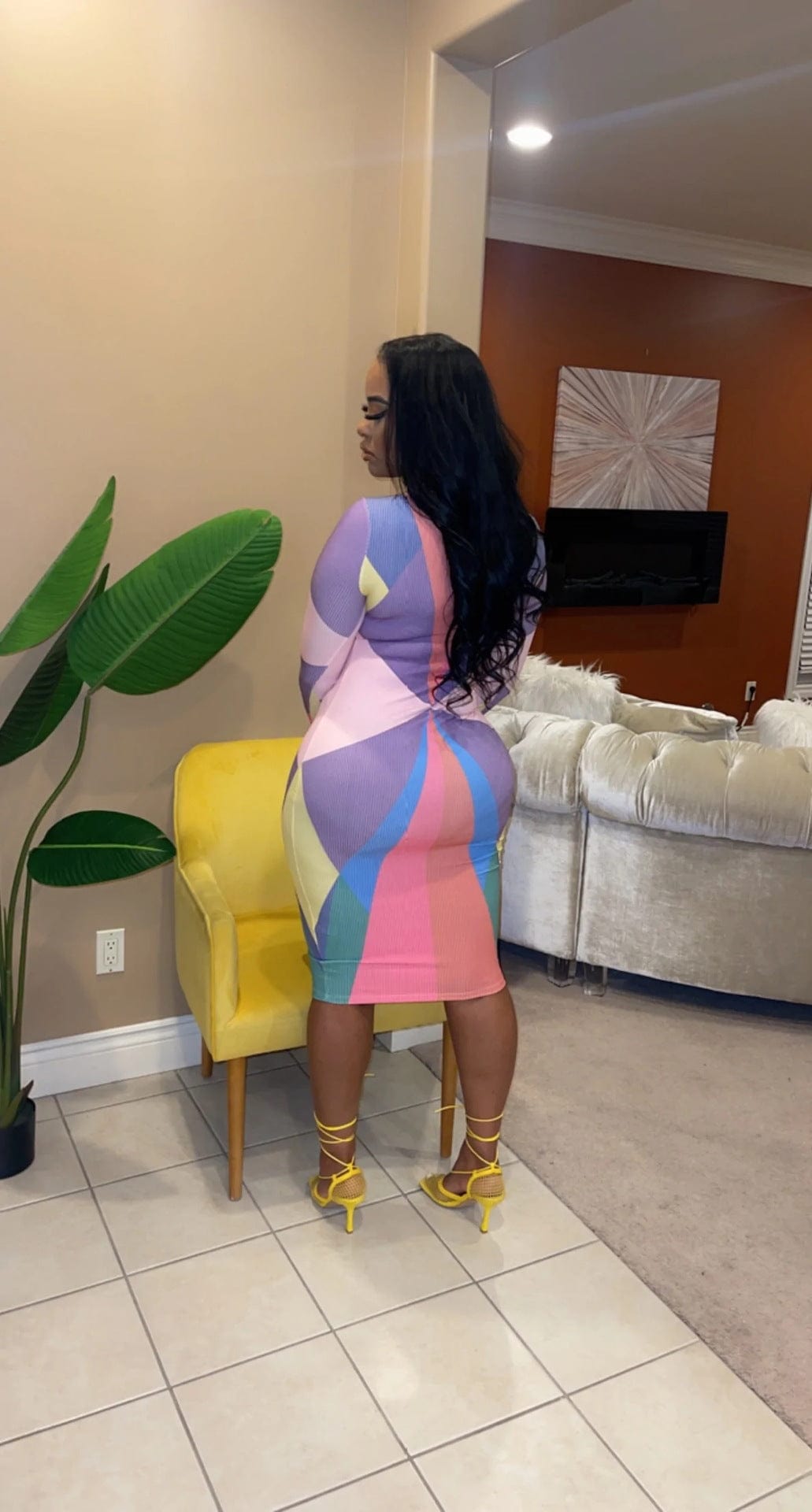 chic plus size color block bodycon dress ladies casual fitted long sleeve ribbed midi dress