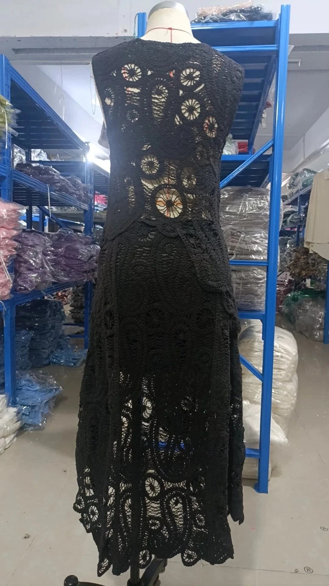 CHICEVER Elegant Solid Color Hollow Out Round Neck Sleeveless Long Skirts For Women