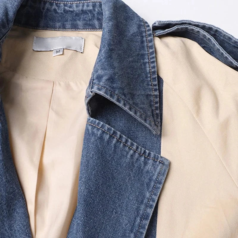 CHICEVER Fashion Lapel Long Sleeve Patchwork Lace Up Winter Jackets For Women 2023