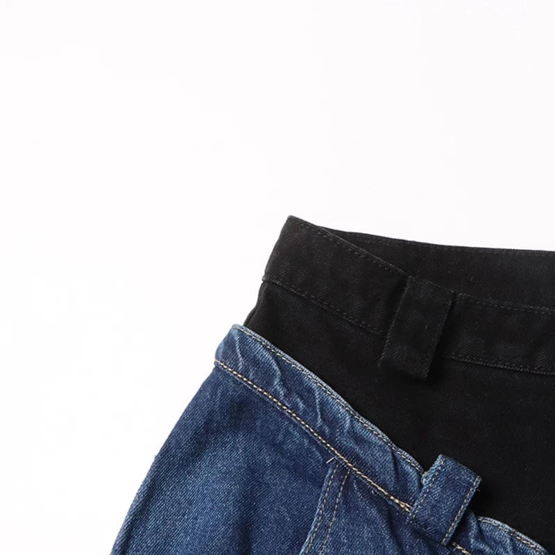 CHICEVER High Quality Colorblock Patchwork Button Pants Denim Jeans For Women 2023