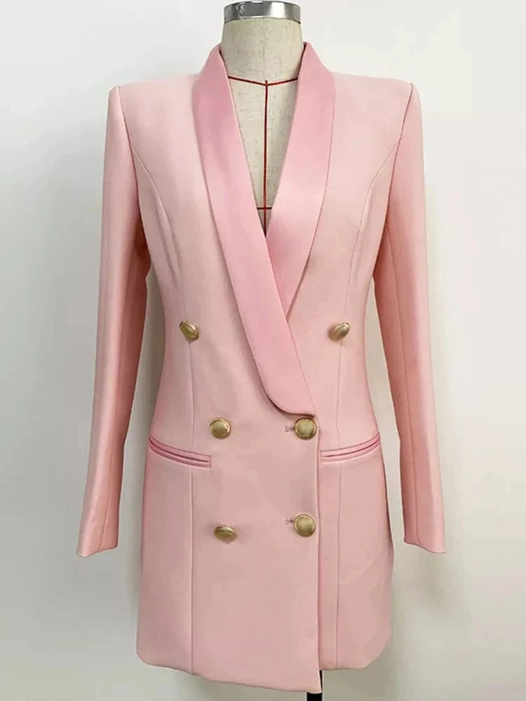 CHICEVER High Quality Solid Color Patchwork Double Breasteds Ladies Blazer For Women 2023